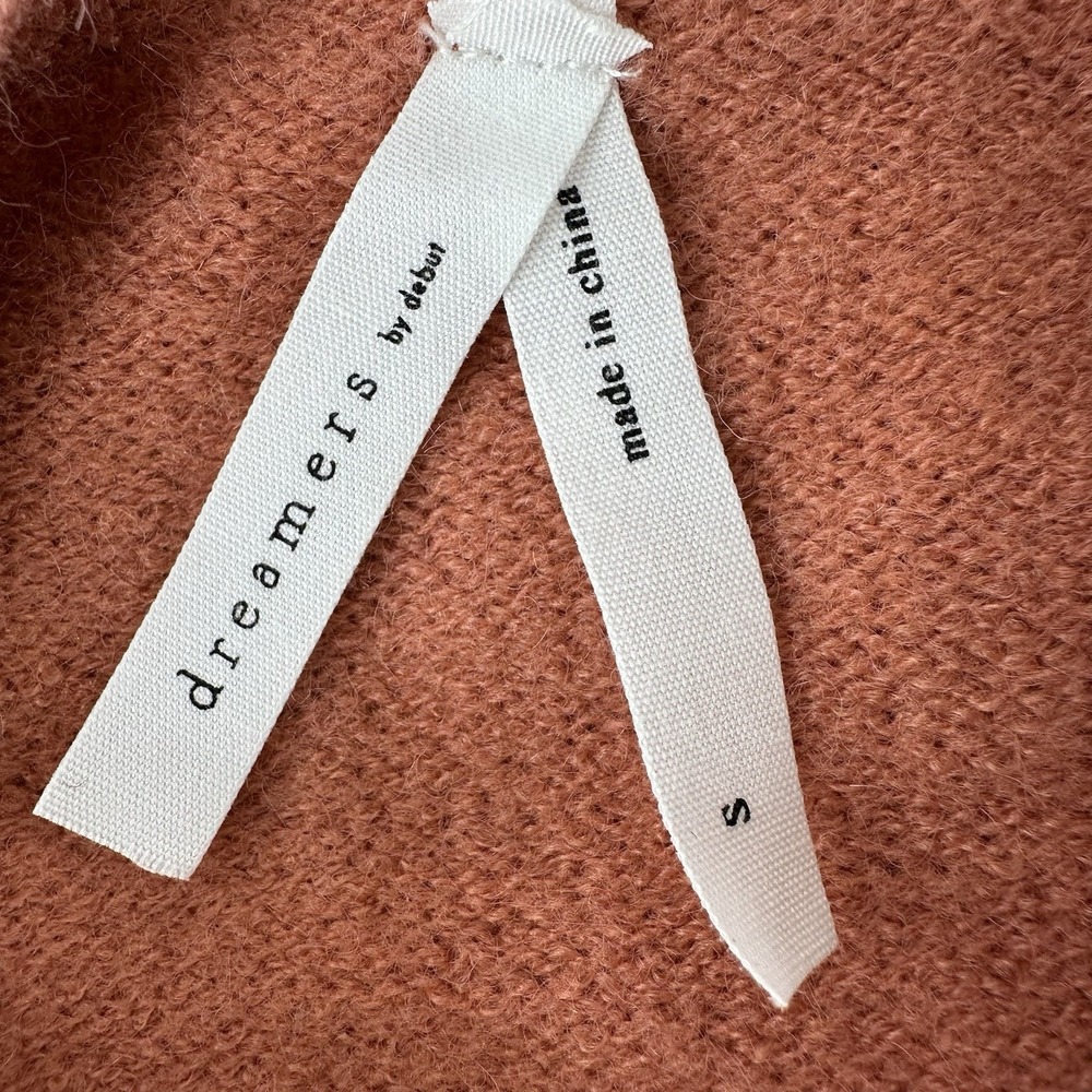 Dreamers By Debut Sweater Womens Small Pullover Orange Dress Tunic Long Ruffle - Picture 8 of 8